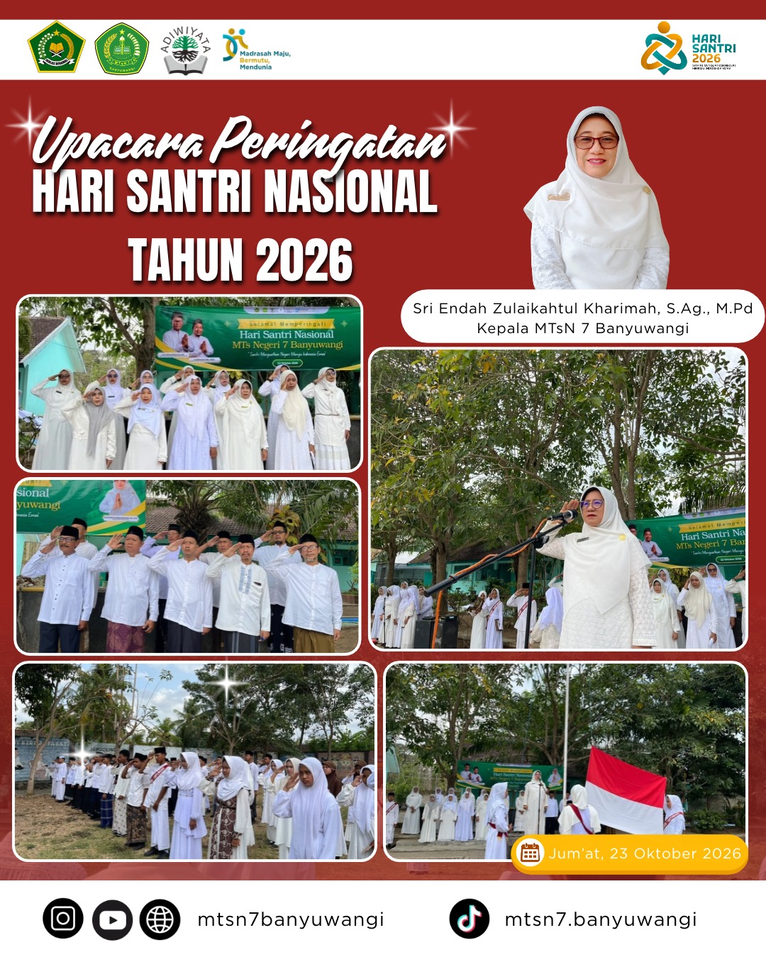 Upacara Hari Santri Nasional 2026 dan Pembacaan Deklarasi Anti Narkoba dan Anti Perundungan  di MTsN 7 Banyuwangi