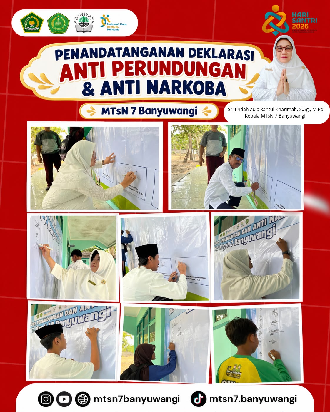 Penandatanganan Deklarasi Anti Perundungan dan Anti Narkoba di MTsN 7 Banyuwangi